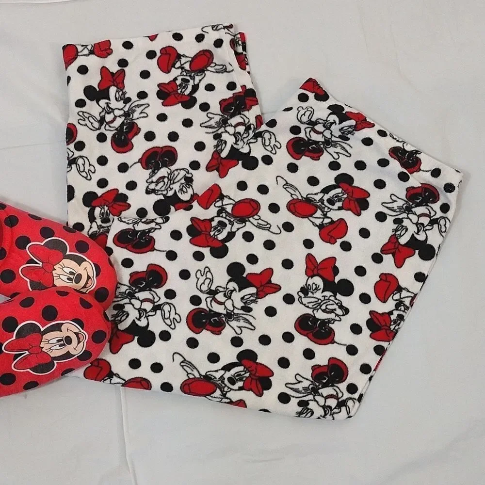 Disney Y2K Minnie Mouse Polka Dots Fleece Long Sleeve PJ Pant‎ Set Plus 2X - Picture 14 of 16